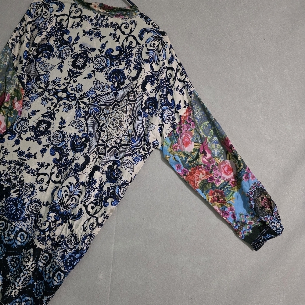 NWT Johnny Was Multi Print Button Down Blouse C13217-9 Size Small - Picture 11 of 13